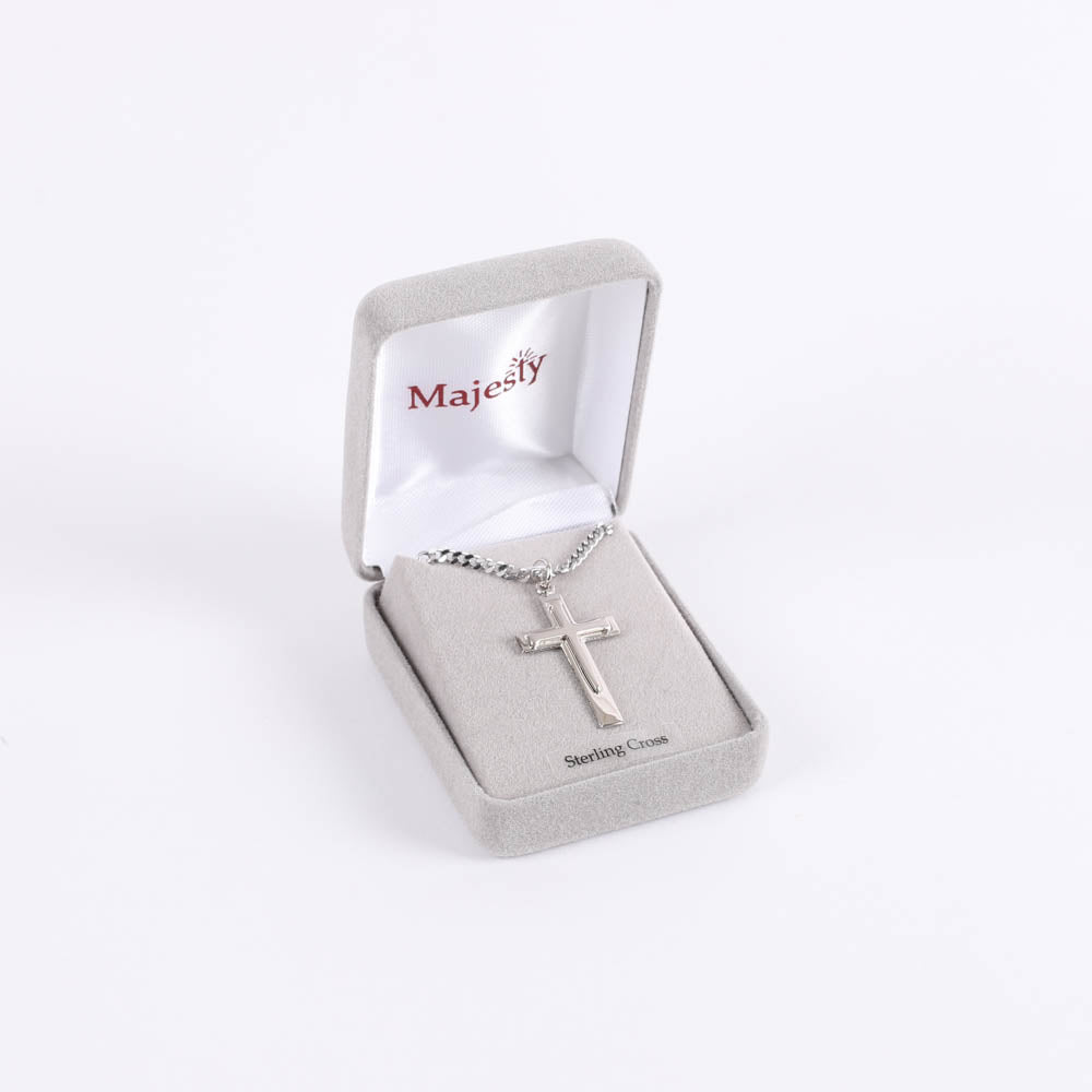 NECKLACE CROSS W/NAIL STERLING 24"