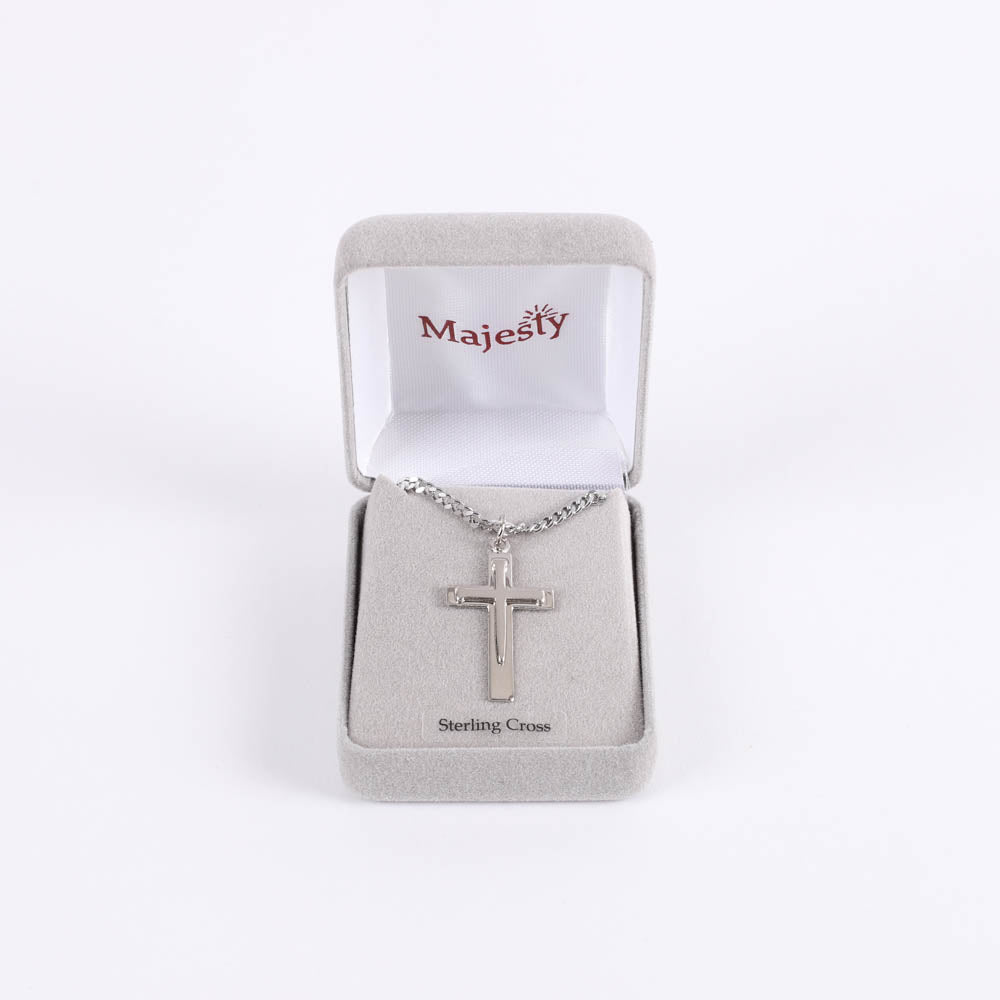 NECKLACE CROSS W/NAIL STERLING 24"