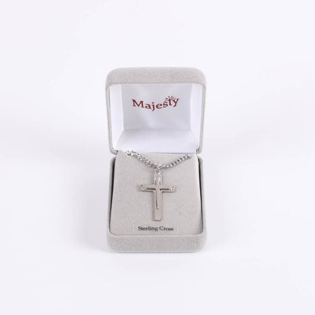 NECKLACE CROSS W/NAIL STERLING 24"