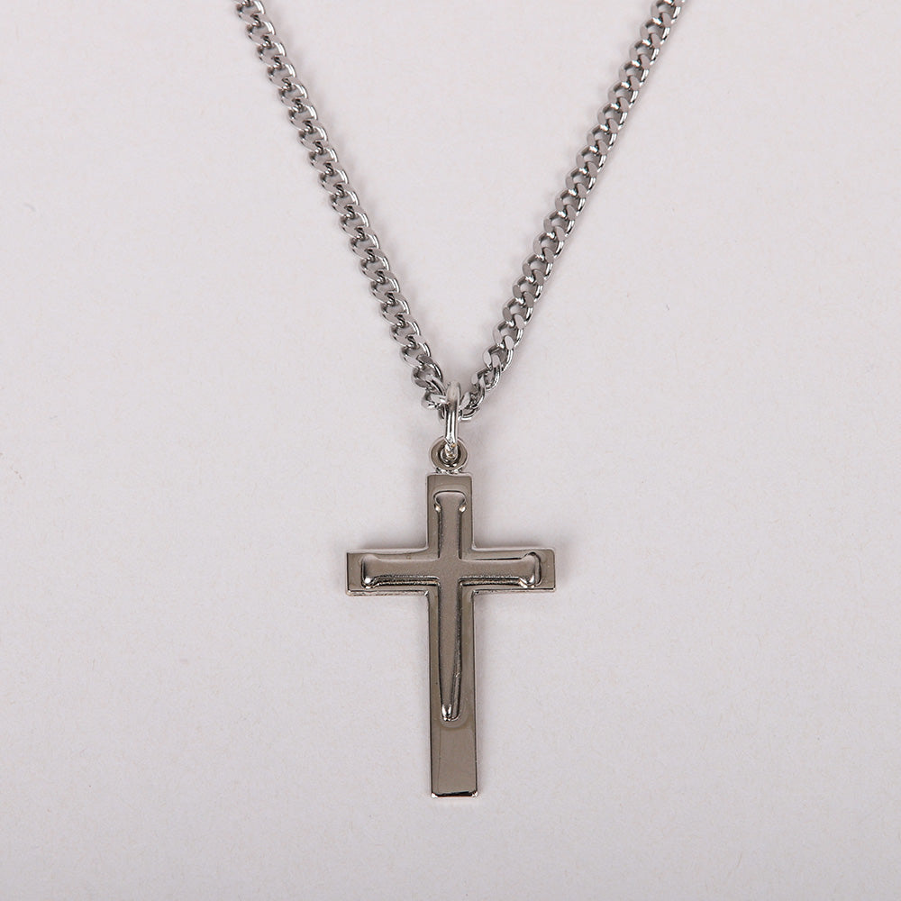 NECKLACE CROSS W/NAIL STERLING 24"
