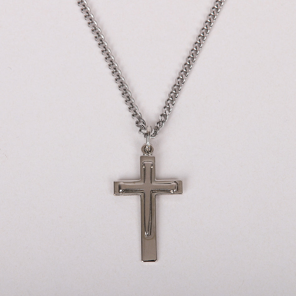 NECKLACE CROSS W/NAIL STERLING 24"