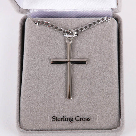 NECKLACE CROSS STERLING 24"