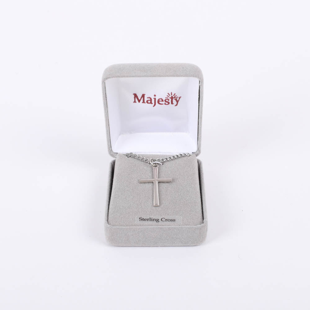 NECKLACE CROSS STERLING 24"
