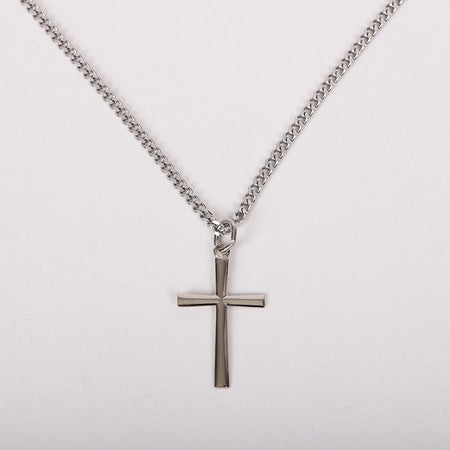 NECKLACE CROSS STERLING 24"