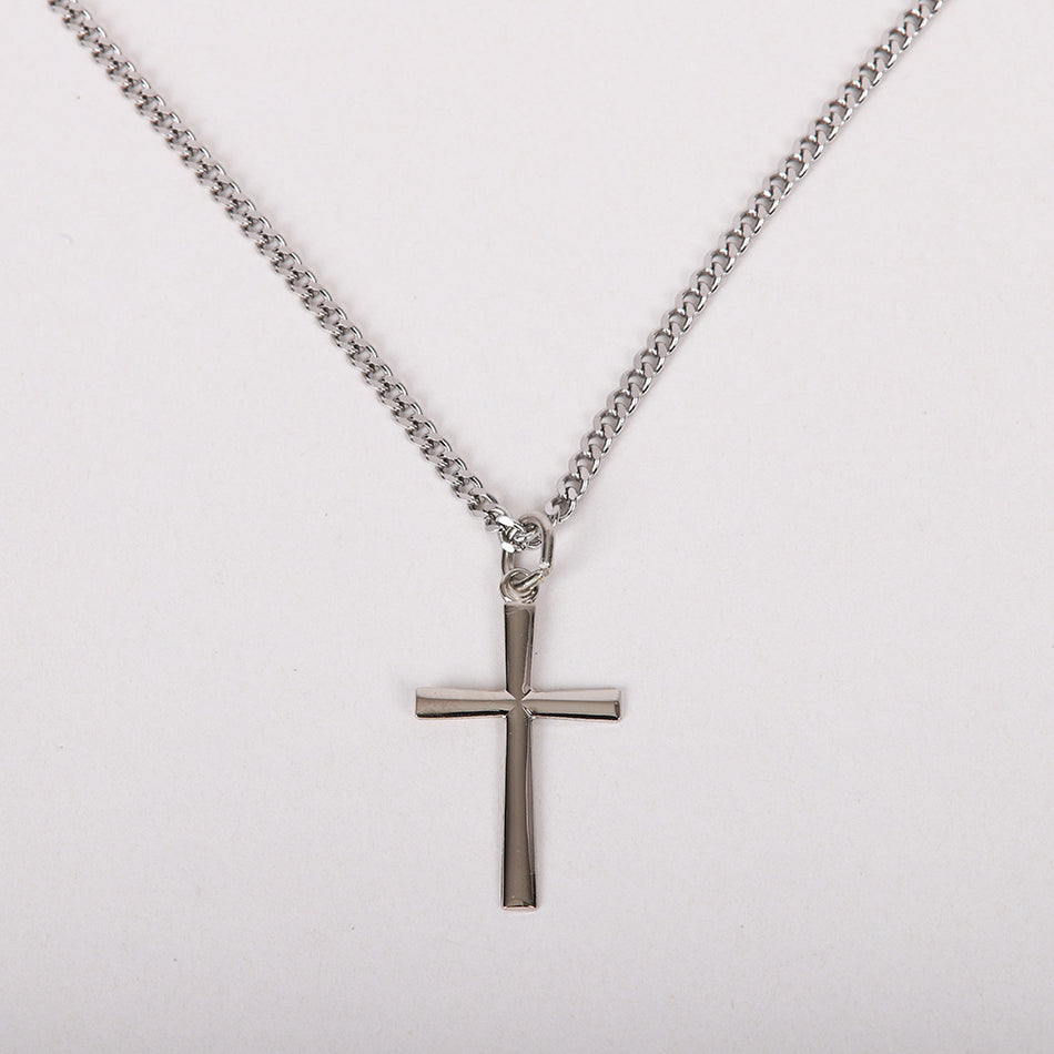 NECKLACE CROSS STERLING 24"