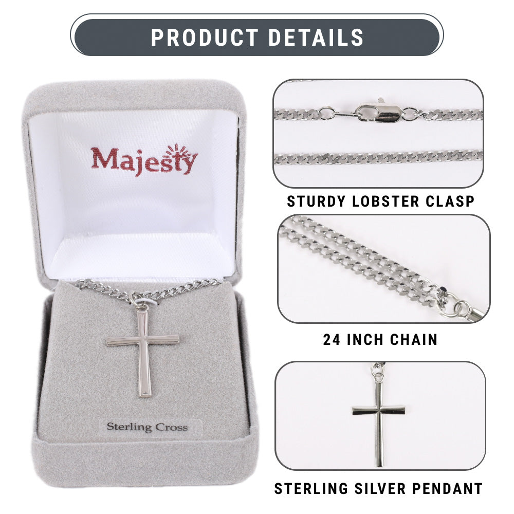 NECKLACE CROSS STERLING 24"