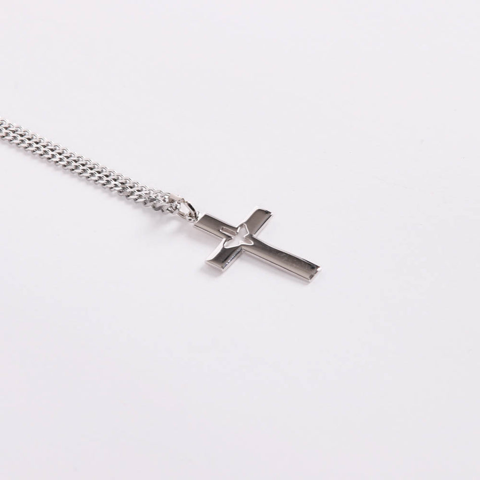 NECKLACE CROSS CUTOUT DOVE 24"