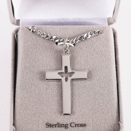 NECKLACE CROSS CUTOUT DOVE 24"