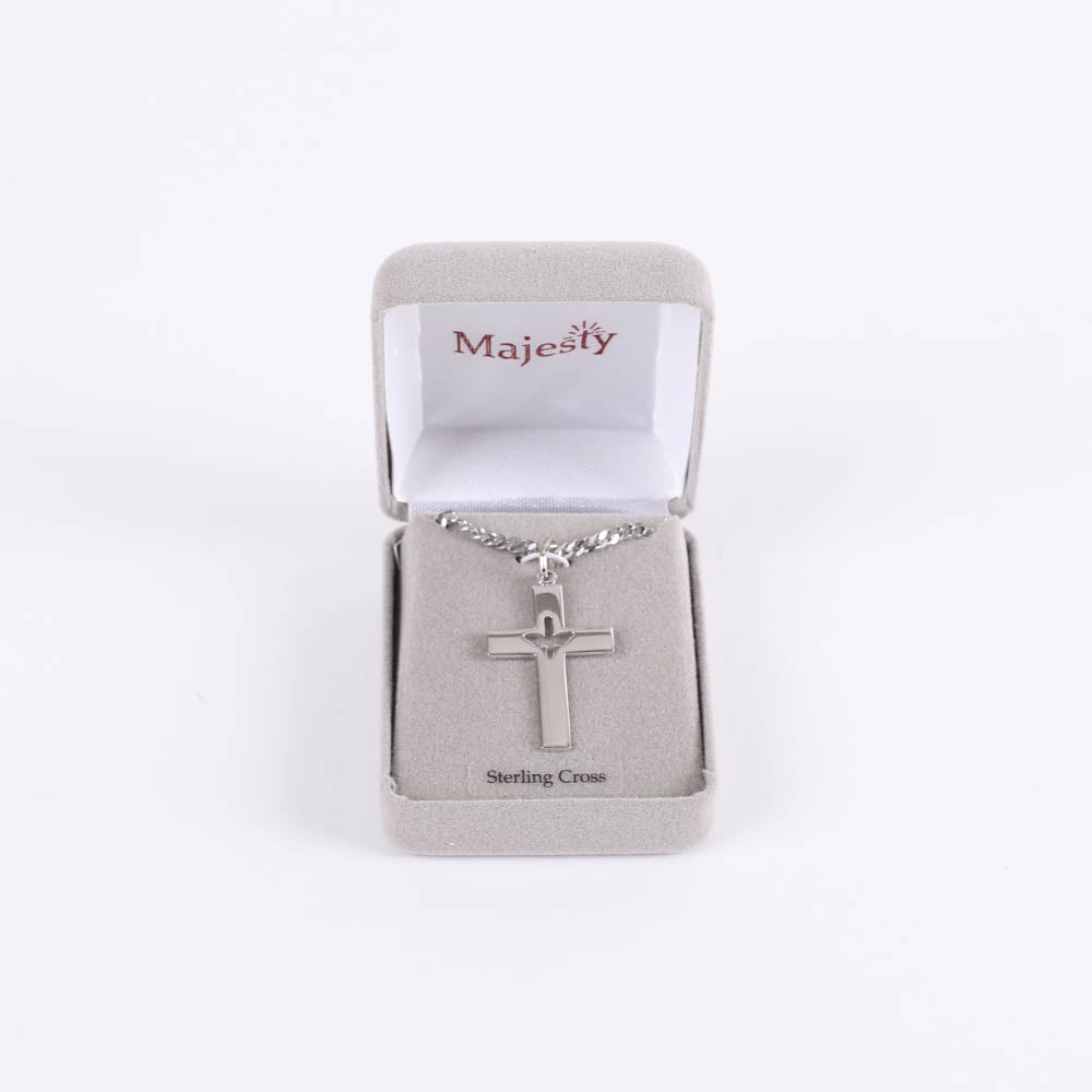 NECKLACE CROSS CUTOUT DOVE 24"