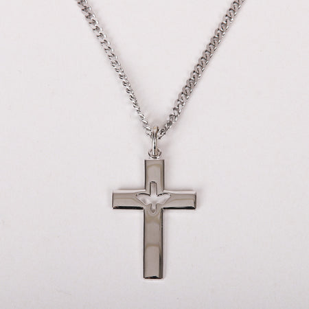 NECKLACE CROSS CUTOUT DOVE 24"