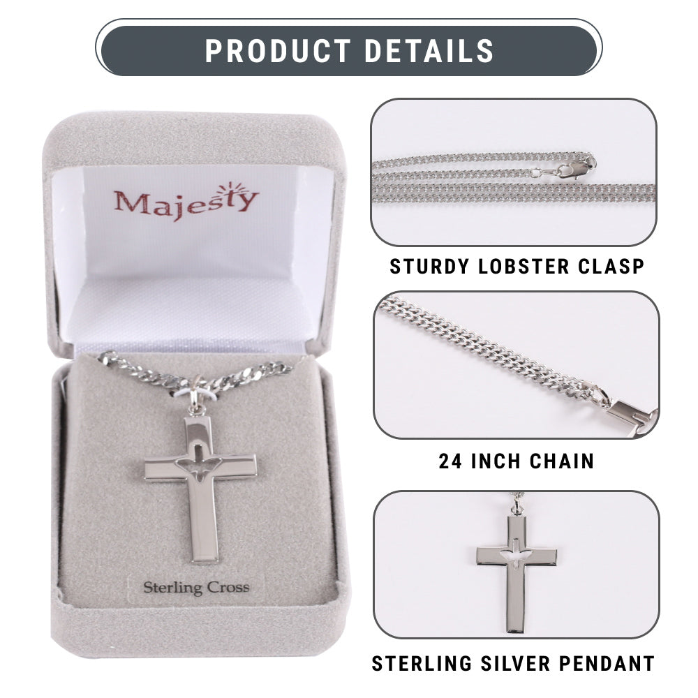 NECKLACE CROSS CUTOUT DOVE 24"