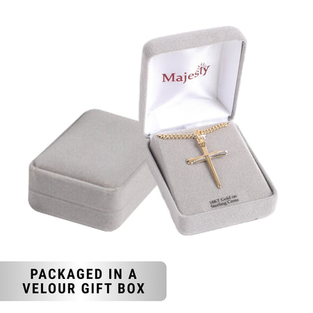 NECKLACE 2 TONE NAIL CROSS GOLD OVER STERLING 24"