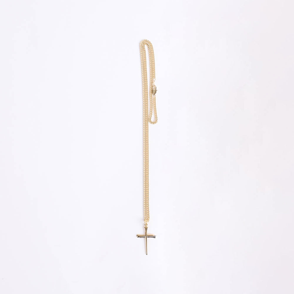 NECKLACE 2 TONE NAIL CROSS GOLD OVER STERLING 24"