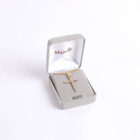 NECKLACE 2 TONE NAIL CROSS GOLD OVER STERLING 24"