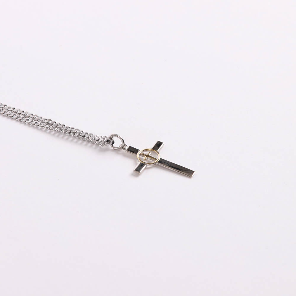 NECKLACE 2 TONE CROSS IN CROSS STERLING 24"