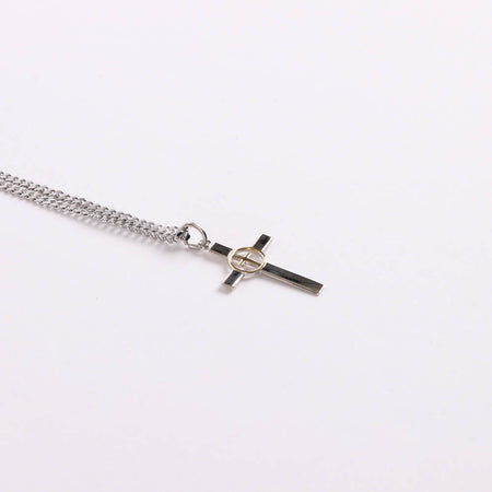 NECKLACE 2 TONE CROSS IN CROSS STERLING 24"