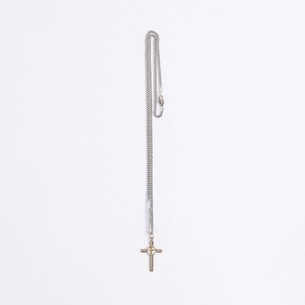 NECKLACE 2 TONE CROSS IN CROSS STERLING 24"