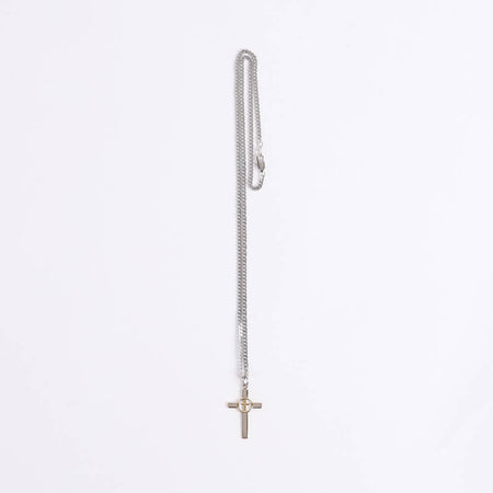NECKLACE 2 TONE CROSS IN CROSS STERLING 24"