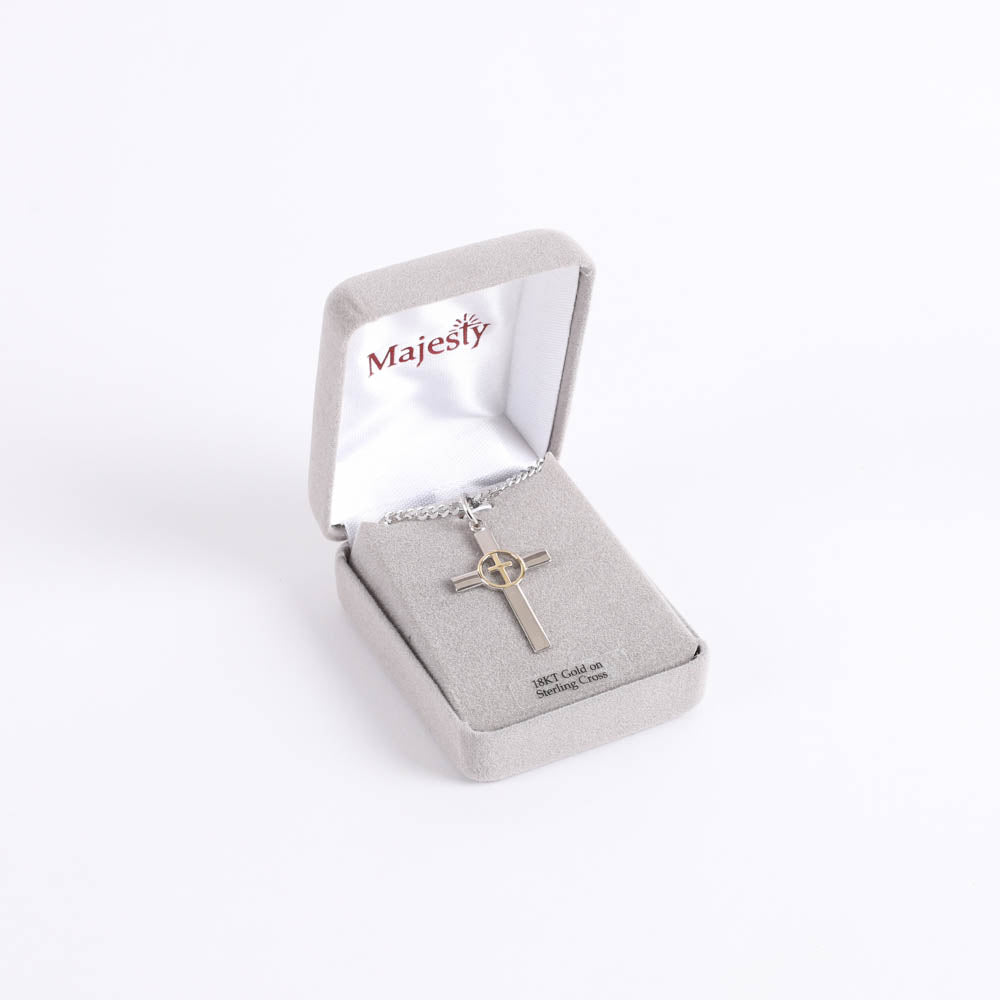 NECKLACE 2 TONE CROSS IN CROSS STERLING 24"