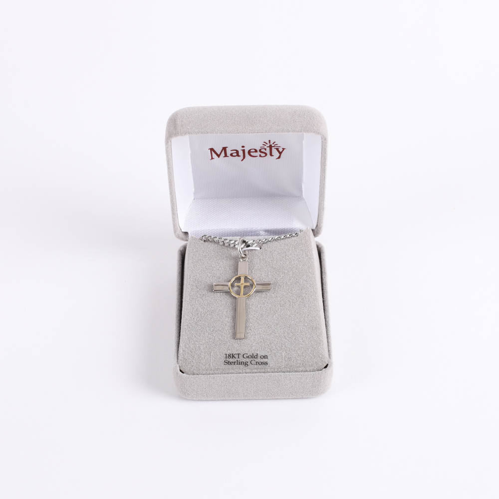 NECKLACE 2 TONE CROSS IN CROSS STERLING 24"