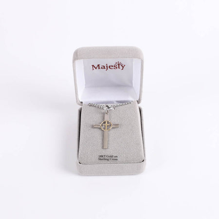 NECKLACE 2 TONE CROSS IN CROSS STERLING 24"