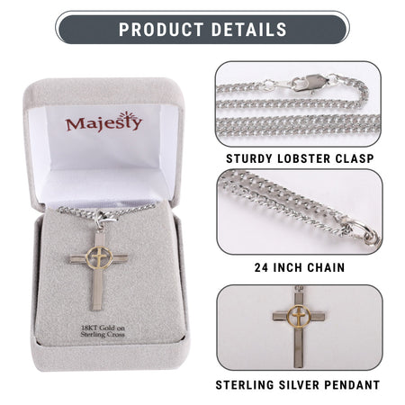 NECKLACE 2 TONE CROSS IN CROSS STERLING 24"