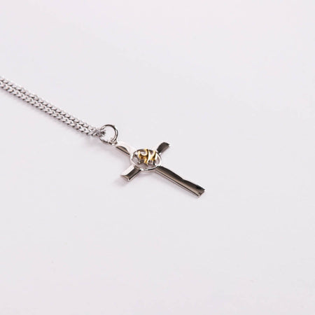 NECKLACE CROSS W/GOLD DOVE STERLING 20"