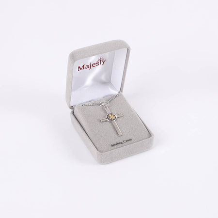 NECKLACE CROSS W/GOLD DOVE STERLING 20"
