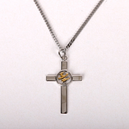 NECKLACE CROSS W/GOLD DOVE STERLING 20"