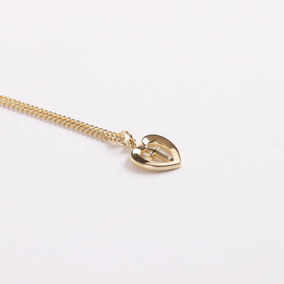 NECKLACE HEART/CROSS GOLD OVER STERLING 18"