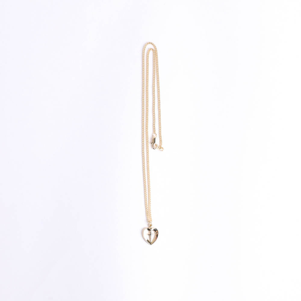 NECKLACE HEART/CROSS GOLD OVER STERLING 18"