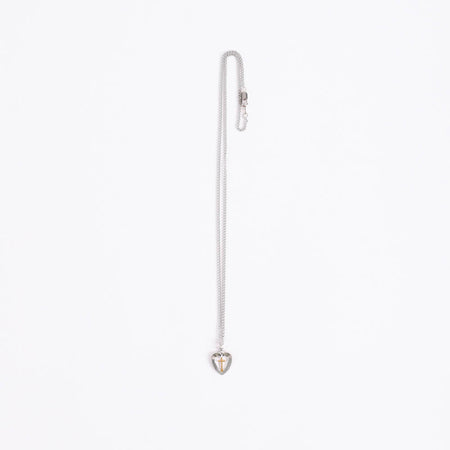NECKLACE 2 TONE HEART/CROSS STERLING 18"