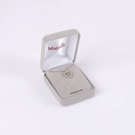 NECKLACE 2 TONE HEART/CROSS STERLING 18"