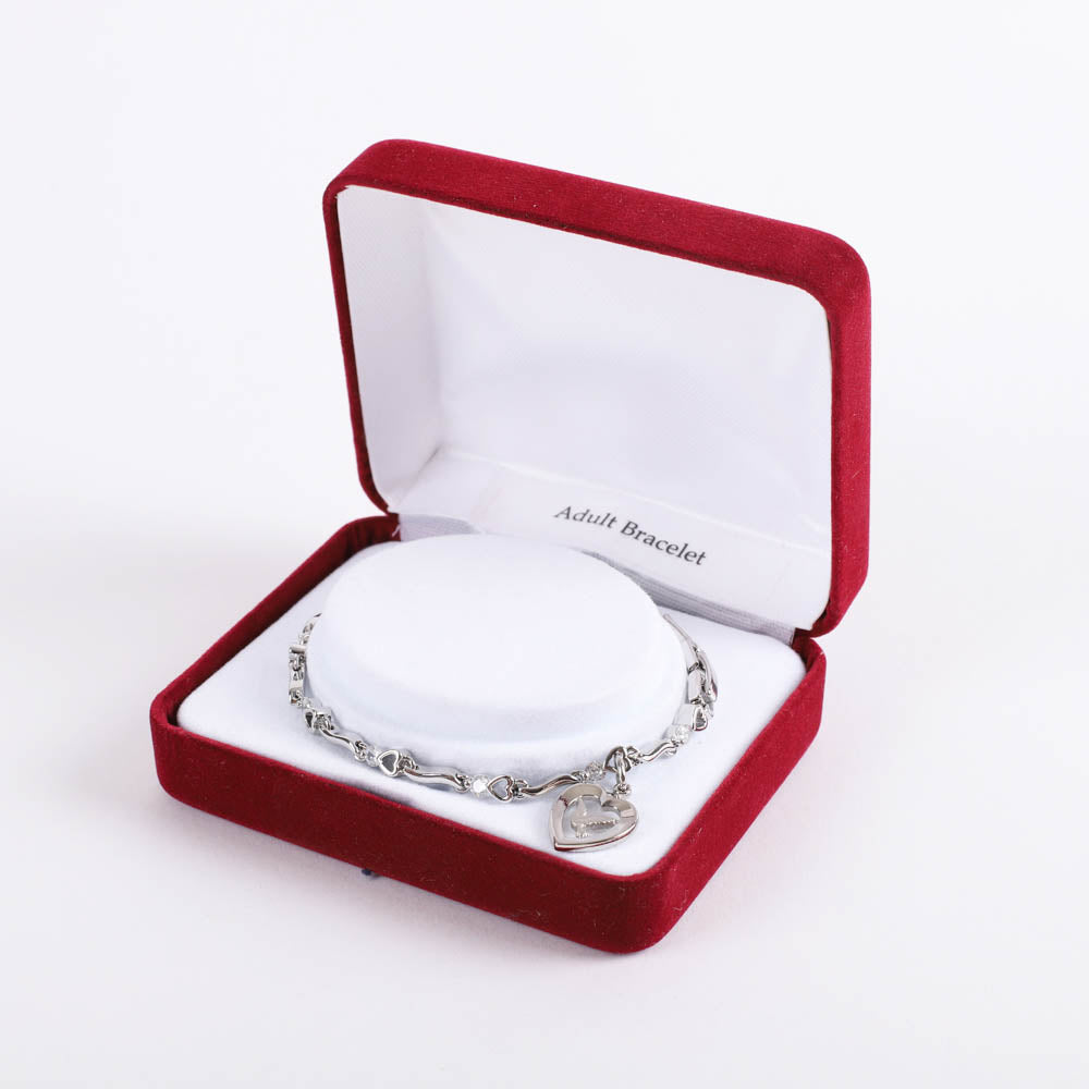 BRACELET DOVE IN HEART CUBIC ZIRCONIA RHODIUM 7 1/2"
