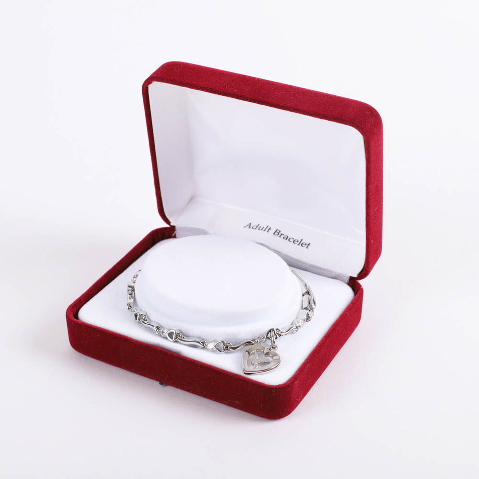 BRACELET DOVE IN HEART CUBIC ZIRCONIA RHODIUM 7 1/2"