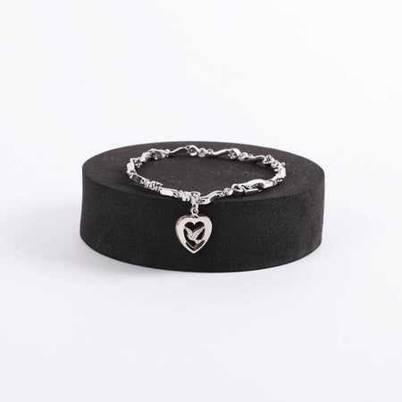BRACELET DOVE IN HEART CUBIC ZIRCONIA RHODIUM 7 1/2"