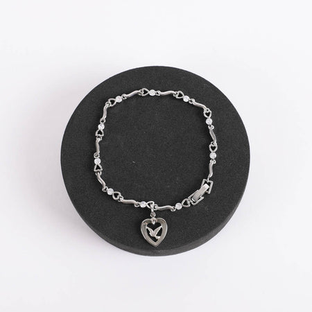 BRACELET DOVE IN HEART CUBIC ZIRCONIA RHODIUM 7 1/2"