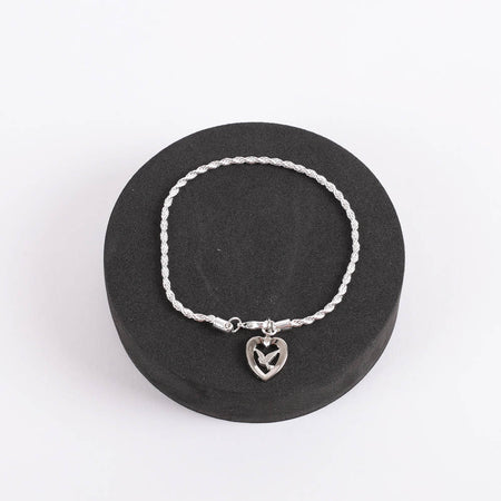 BRACELET ROPE DOVE IN HEART RHODIUM 7 1/2"