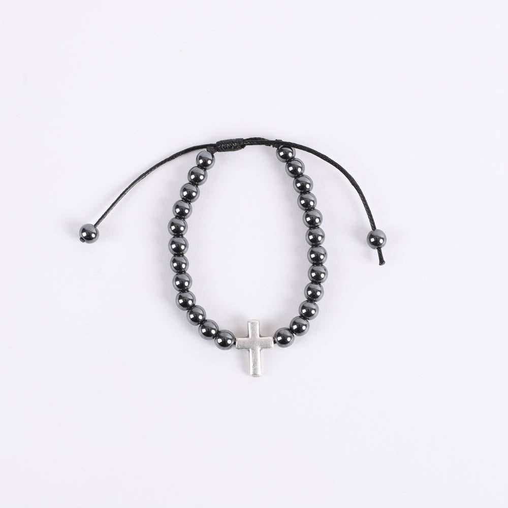 BRACELET CROSS HEMATITE ADJUSTABLE