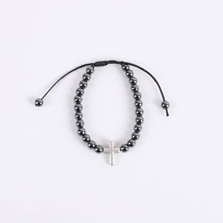 BRACELET CROSS HEMATITE ADJUSTABLE
