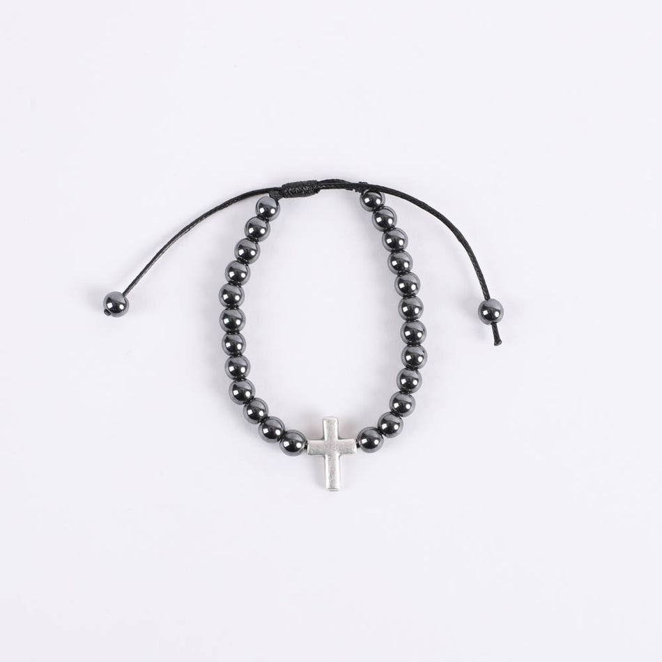 BRACELET CROSS HEMATITE ADJUSTABLE