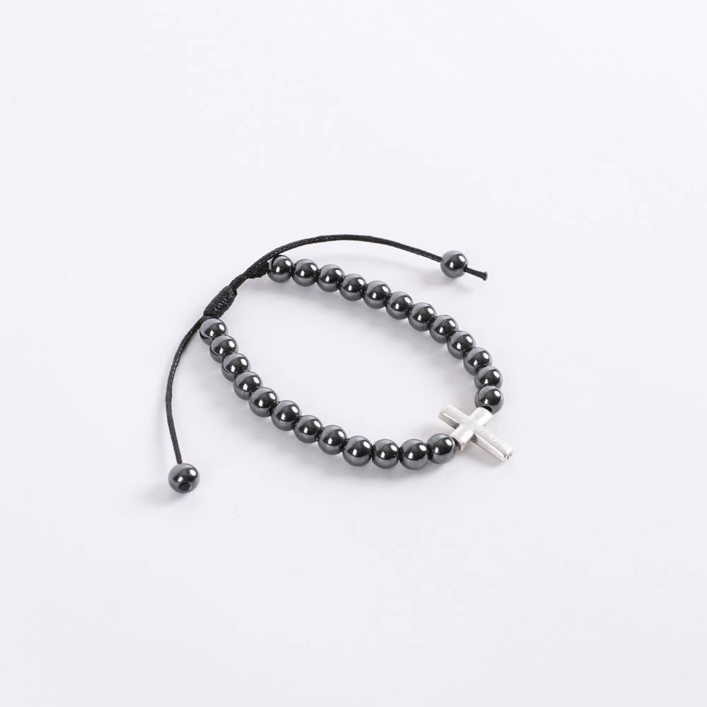 BRACELET CROSS HEMATITE ADJUSTABLE