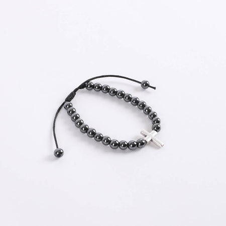 BRACELET CROSS HEMATITE ADJUSTABLE