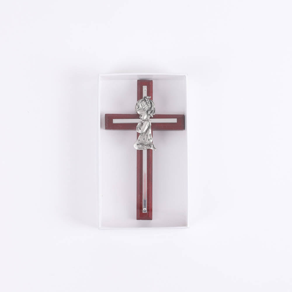 WALL CROSS CHERRY GIRL SILVER 6"