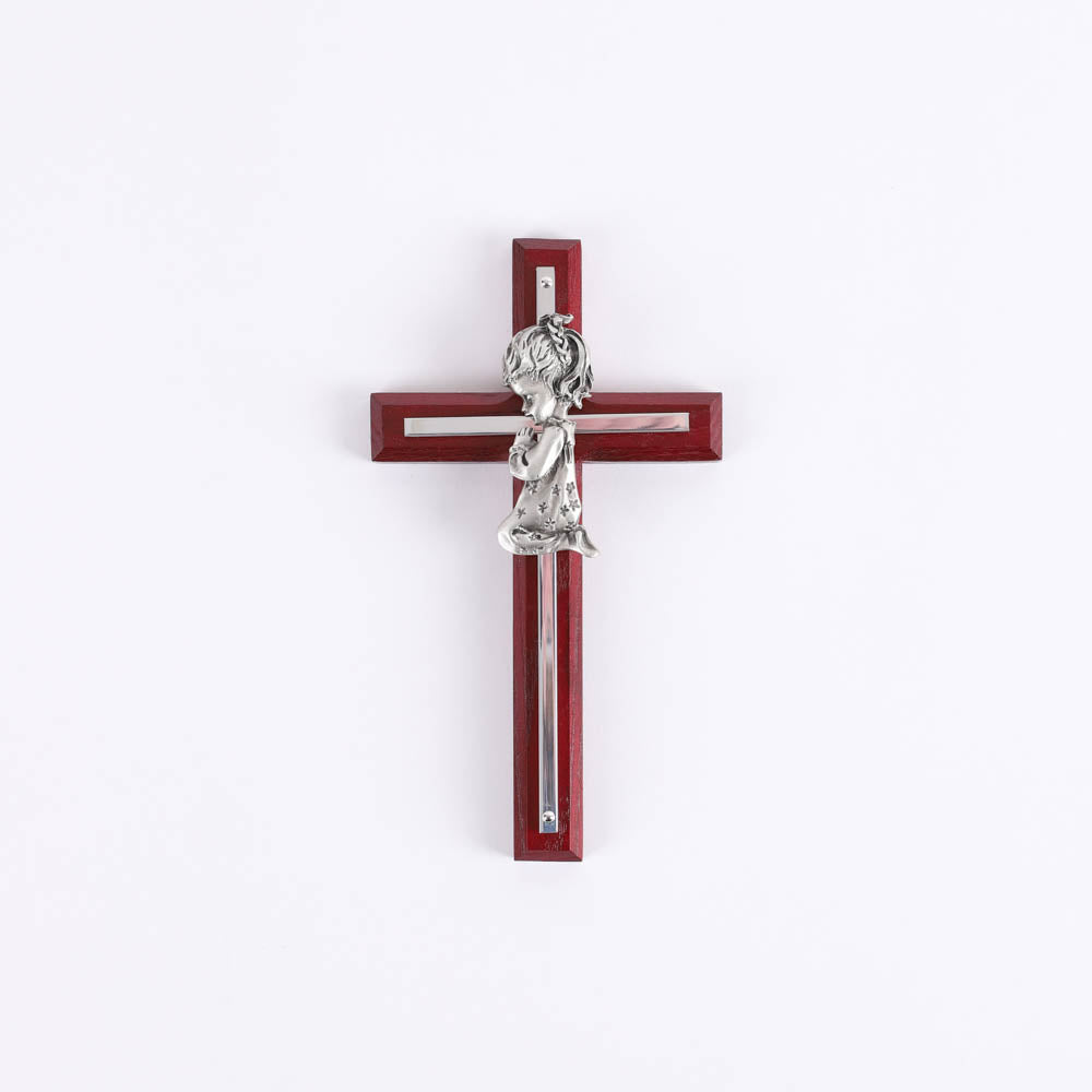 WALL CROSS CHERRY GIRL SILVER 6"
