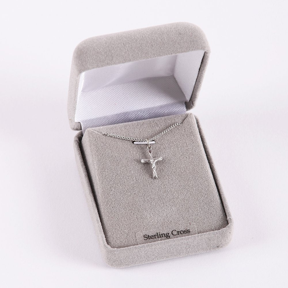 NECKLACE CRUCIFIX STERLING 16"