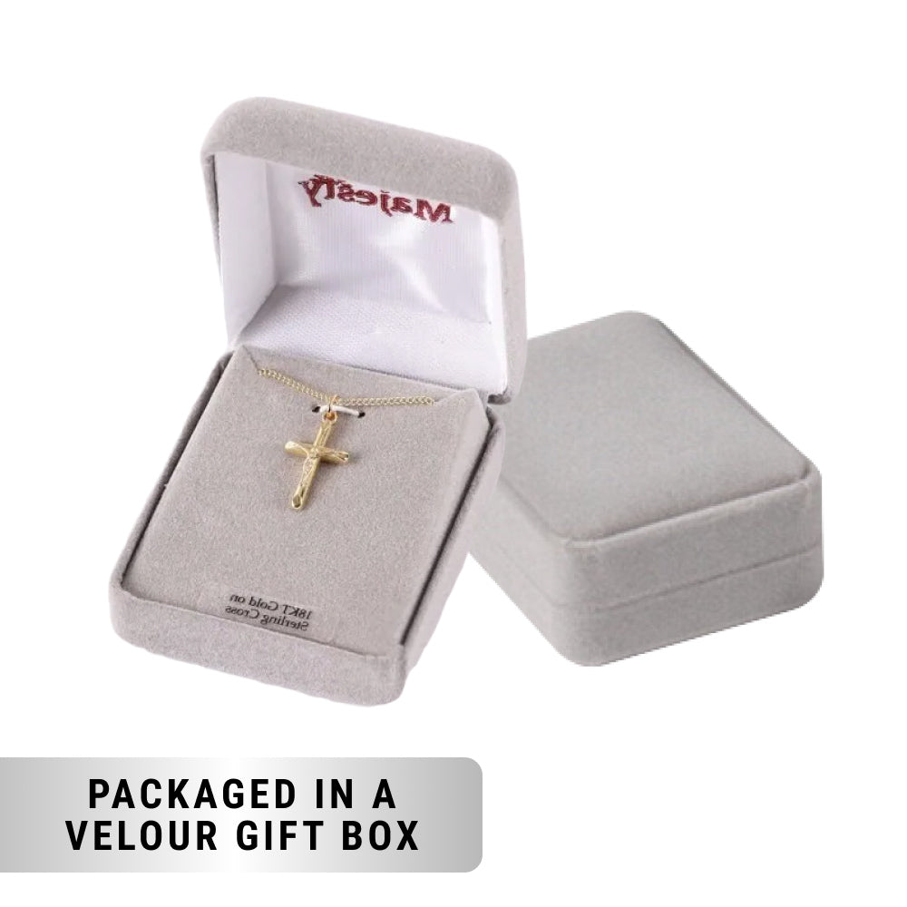 NECKLACE CRUCIFIX GOLD OVER STERLING 18"