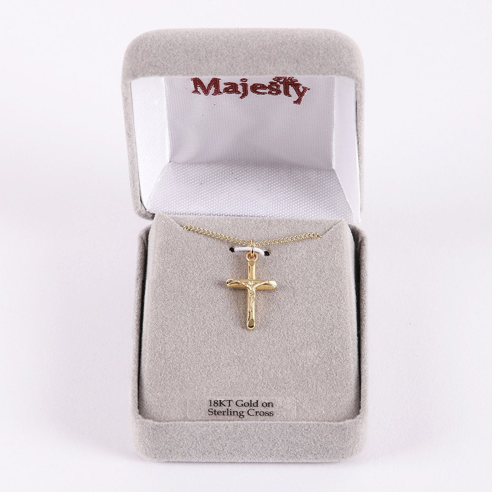 NECKLACE CRUCIFIX GOLD OVER STERLING 18"