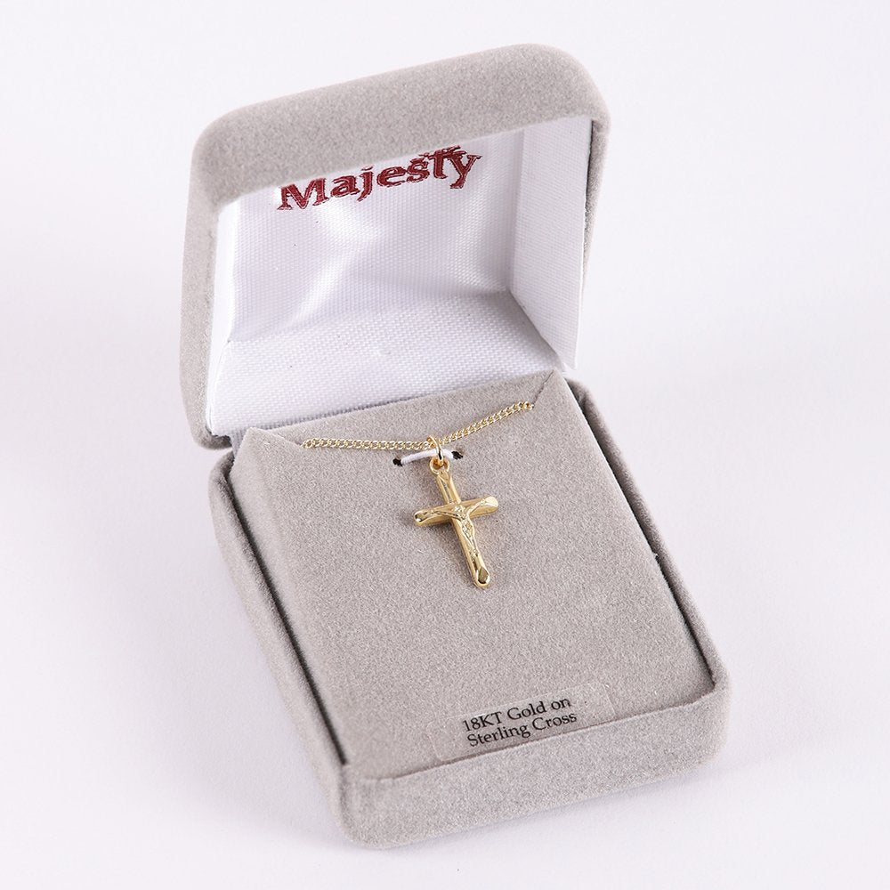 NECKLACE CRUCIFIX GOLD OVER STERLING 18"