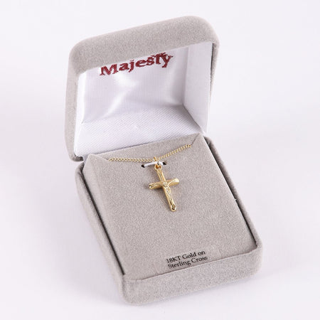 NECKLACE CRUCIFIX GOLD OVER STERLING 18"